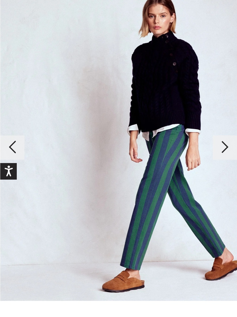 NWOT Boden High Rise Green & Navy Women's Jeans size 12/31 petite
